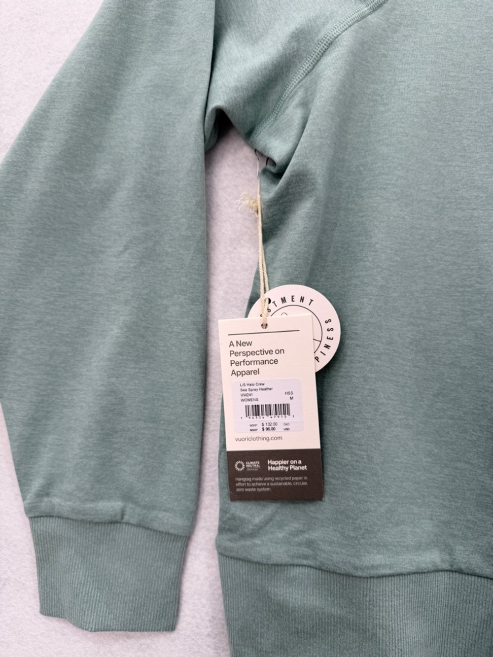 NWT Vuori Long Sleeve Halo Crew Women’s Sea Spray Heather VW241 Size Medium - Picture 3 of 10